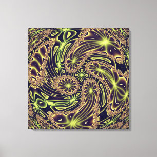 Abstract Happy Dance Neon Gold Fractal Art Canvas Print