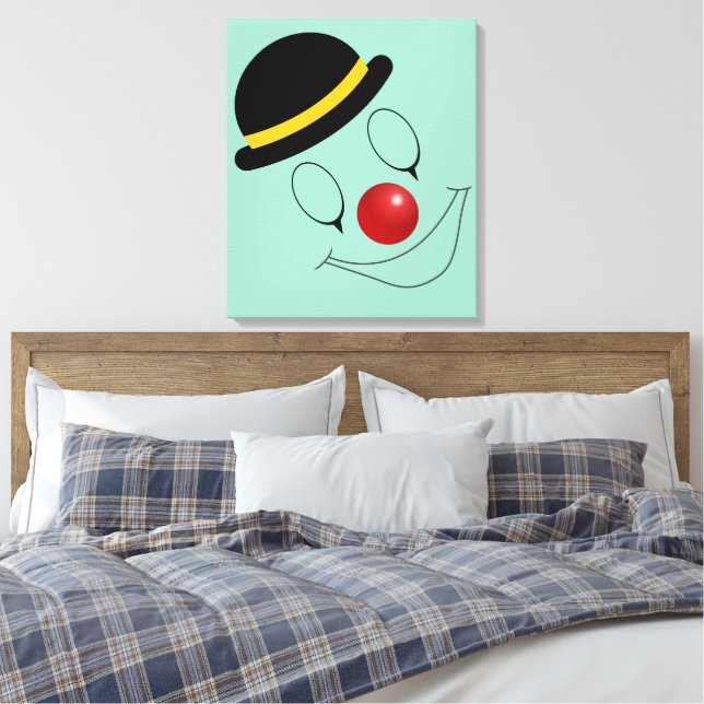 Abstract Happy Face Clown Entertainer Canvas Print (Insitu(Bedroom))
