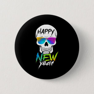 Abstract Happy New Skull Year 2 Inch Round Button