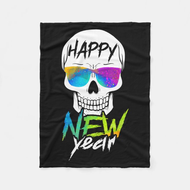Abstract Happy New Skull Year  Fleece Blanket (Front)