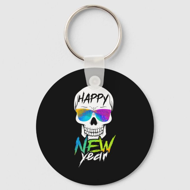 Abstract Happy New Skull Year  Keychain (Front)
