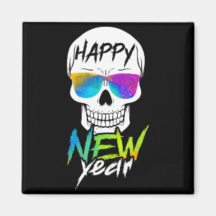 Abstract Happy New Skull Year Magnet