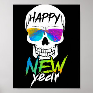 Abstract Happy New Skull Year Poster