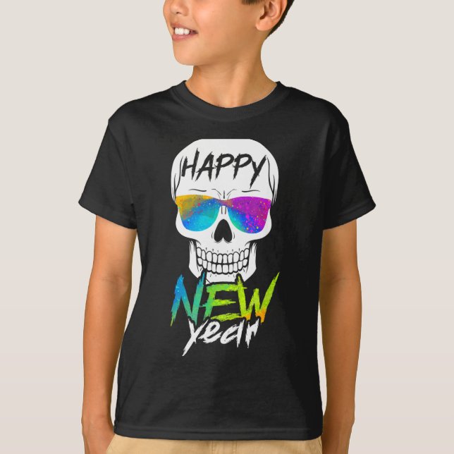 Abstract Happy New Skull Year  T-Shirt (Front)