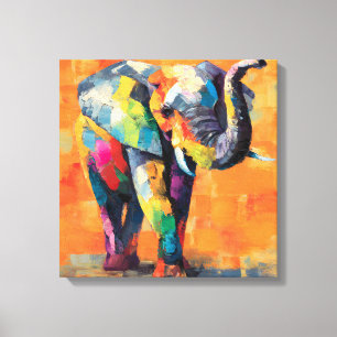 Abstract Happy Rainbow Elephant Canvas Print