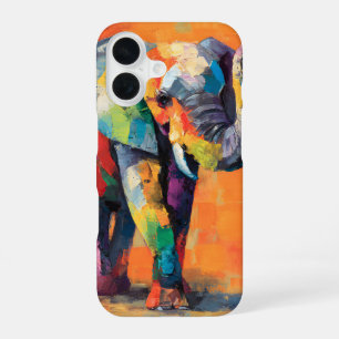 Abstract Happy Rainbow Elephant iPhone 16 Case