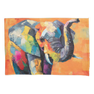 Abstract Happy Rainbow Elephant Pillowcase