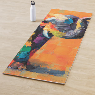 Abstract Happy Rainbow Elephant Yoga Mat