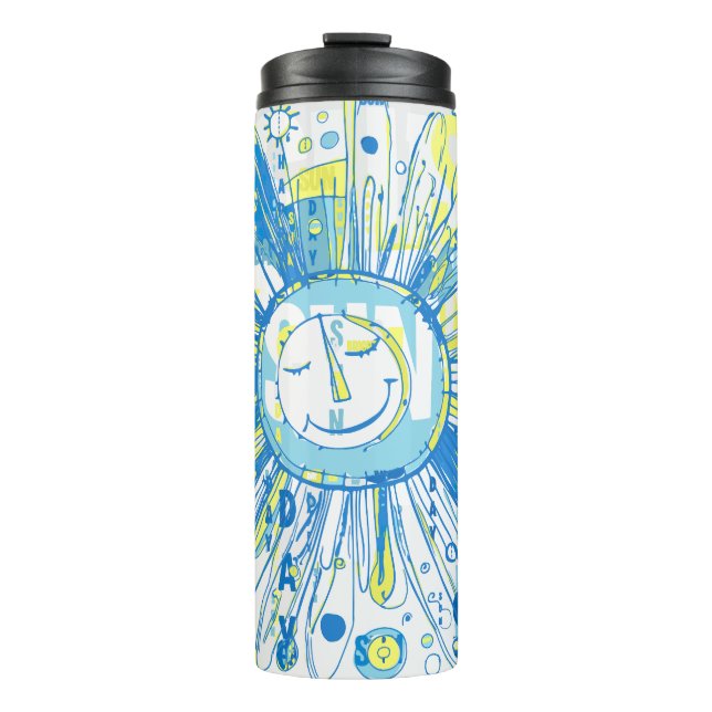 Abstract Happy Whimsical Sun Word Art Thermal Tumbler (Front)