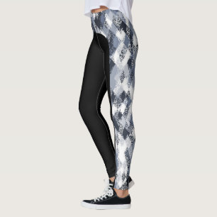 Abstract Harlequin Pattern Side Stripe Leggings