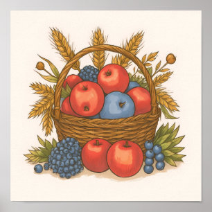 Abstract Harvest Colors: Seamless Oranges & Greens Poster