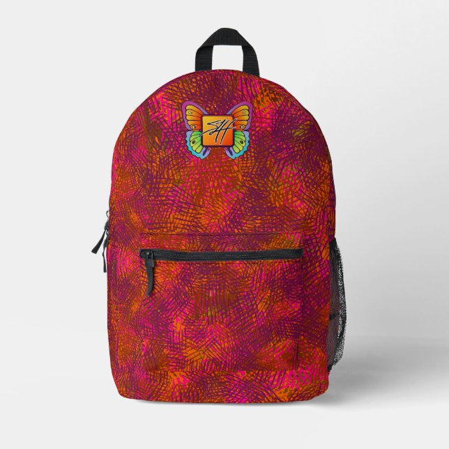 Abstract Hatch design Printed Backpack (Front)