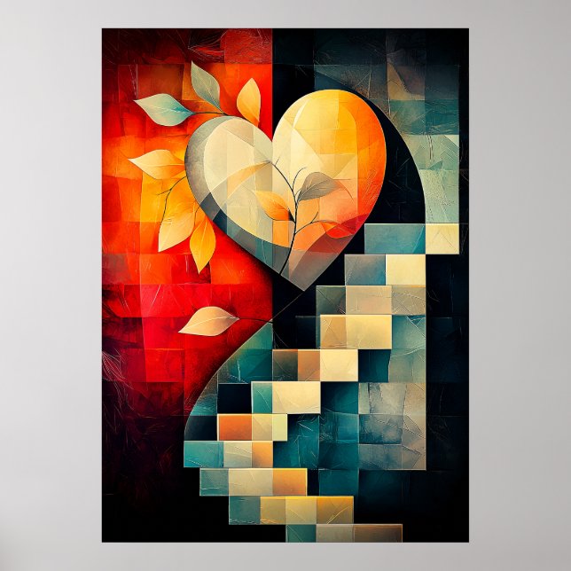 Abstract Heart Art - Geometric Love Design Poster (Front)