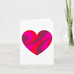 Abstract Heart Bold Red and Pink Swirl Pattern  Card