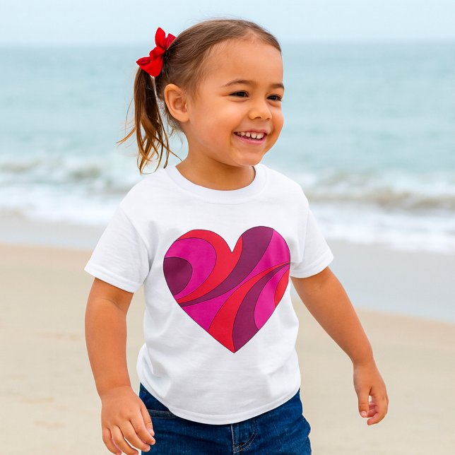 Abstract Heart Bold Red and Pink Swirl Pattern  T-Shirt (Creator Uploaded)