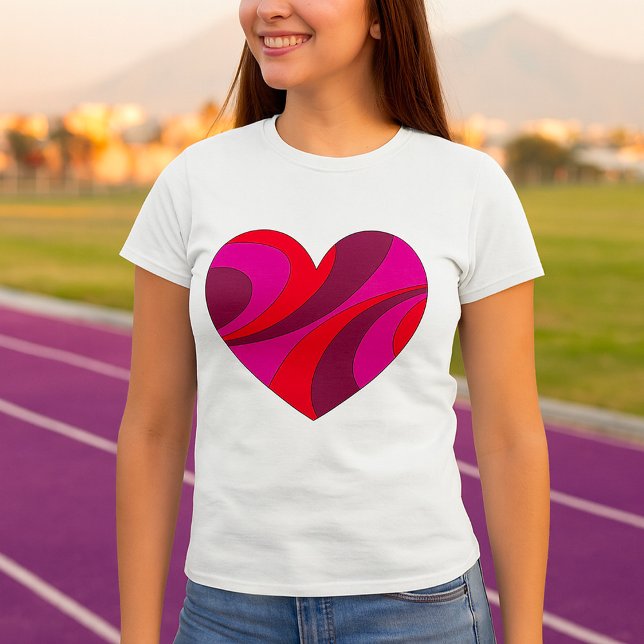 Abstract Heart Bold Red and Pink Swirl Pattern  T-Shirt (Creator Uploaded)