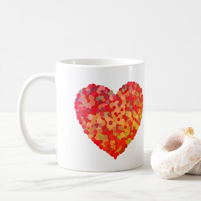 Abstract Heart Confetti Art Coffee Mug (With Donut)