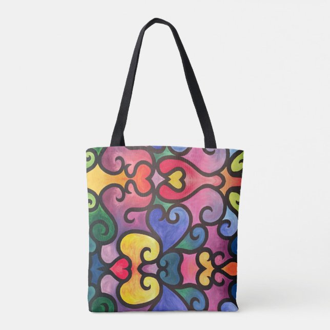Abstract Heart Design Tote Bag (Back)