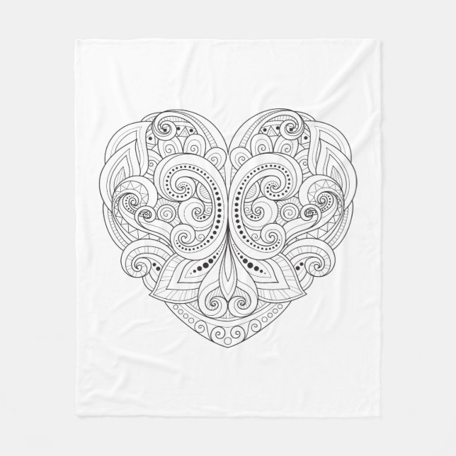 Abstract Heart Doodle Fleece Blanket (Front)