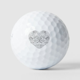 Abstract Heart Doodle Golf Balls