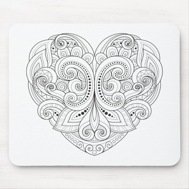 Abstract Heart Doodle Mouse Pad (Front)