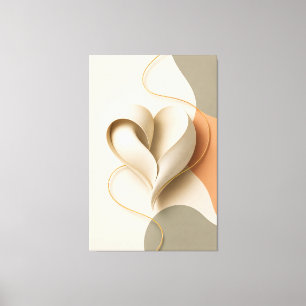 Abstract Heart Gold Ribbon Romantic Love Poster Canvas Print