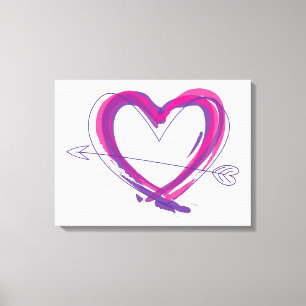 Abstract heart in purple and pink canvas print