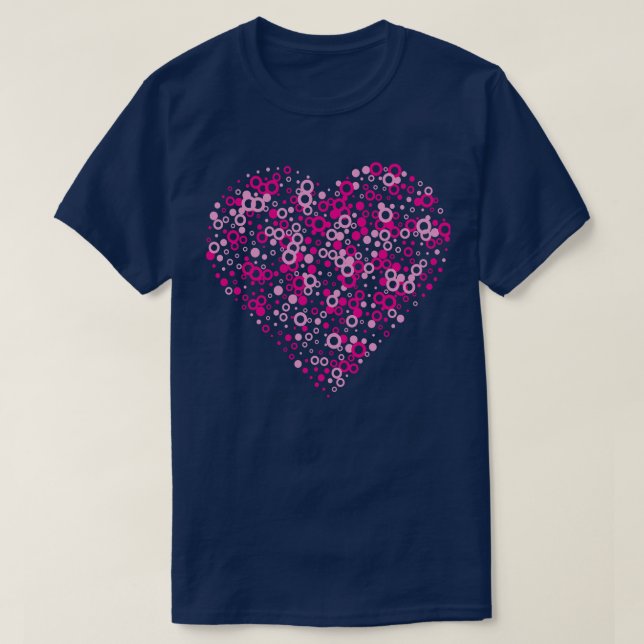 Abstract heart made from pink spots circles and ri T-Shirt (Design Front)