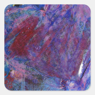 Abstract Heart Mixed Media Collage Square Sticker