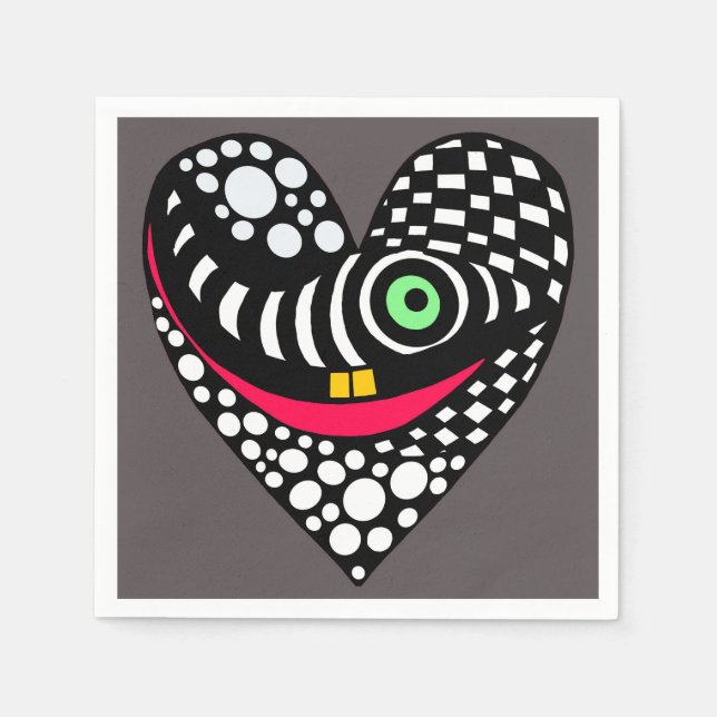 Abstract heart on grey napkin (Front)