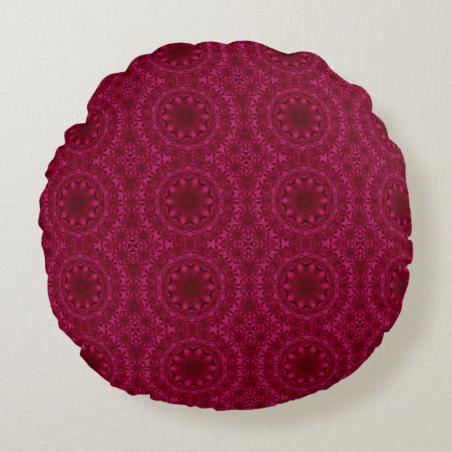 Abstract hearts and flowers round pillow (Front)