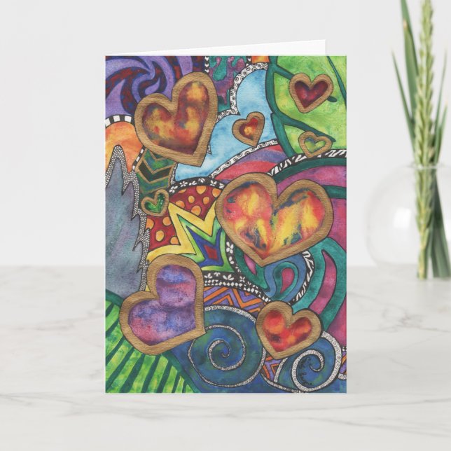Abstract Hearts Blank Greeting Card (Front)