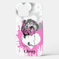 Abstract Hearts Blk-Inked Shih Tzu iPhone 12 Case