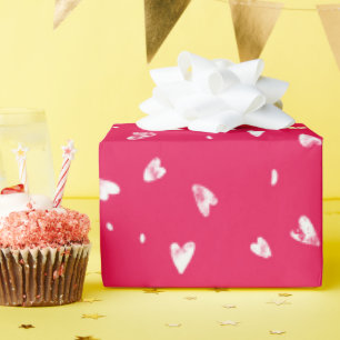 Abstract Hearts on Red Wrapping Paper