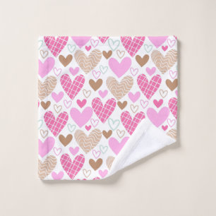 Abstract hearts pattern bath towel