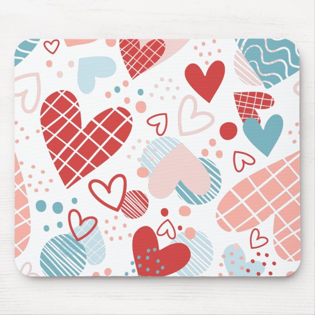 Abstract hearts pattern mouse pad (Front)