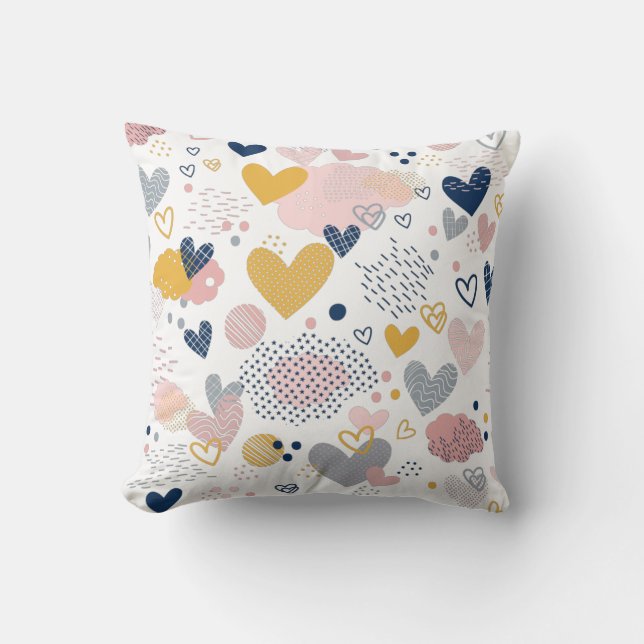 Abstract hearts pattern throw pillow (Front)