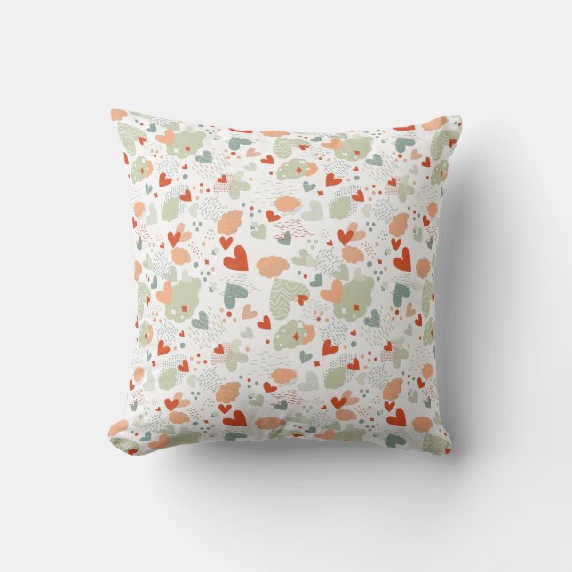 Abstract hearts pattern throw pillow (Front)