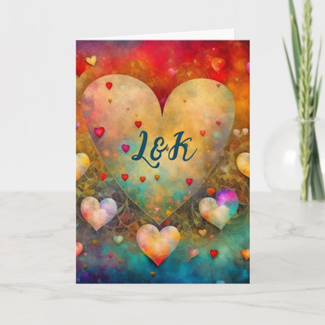 Abstract Hearts Valentine's Day Peresonalized Card (Front)