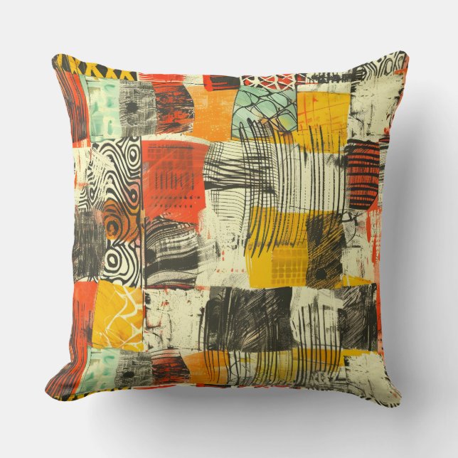 Abstract Heritage Patterns Throw Pillow (Front)