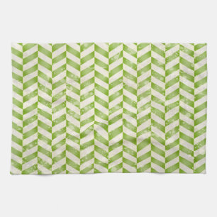 Abstract herringbone in greenery kitchen towel