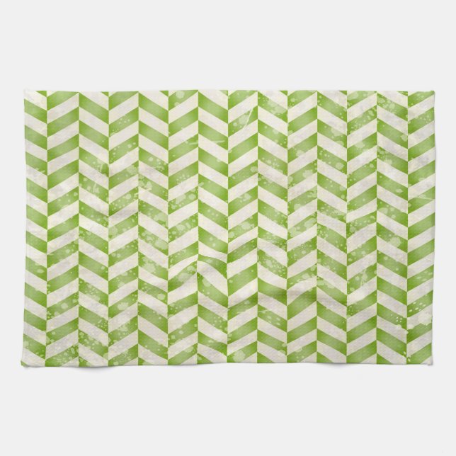 Abstract herringbone in greenery kitchen towel (Horizontal)