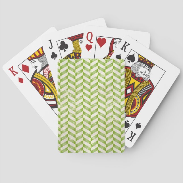 Abstract herringbone in greenery playing cards (Back)