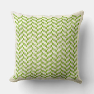 Abstract herringbone in greenery throw pillow