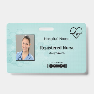 Abstract Hexagon Medical Heat Beat Lifeline ID Badge
