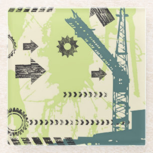 Abstract hi-tech background glass coaster