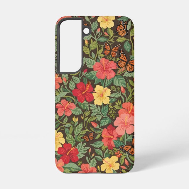 Abstract Hibiscus Butterfly Pattern Samsung Cases (Back)