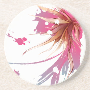 Abstract Hibiscus Flower Coaster