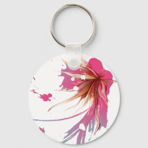 Abstract Hibiscus Flower Keychain
