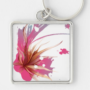 Abstract Hibiscus Flower Keychain